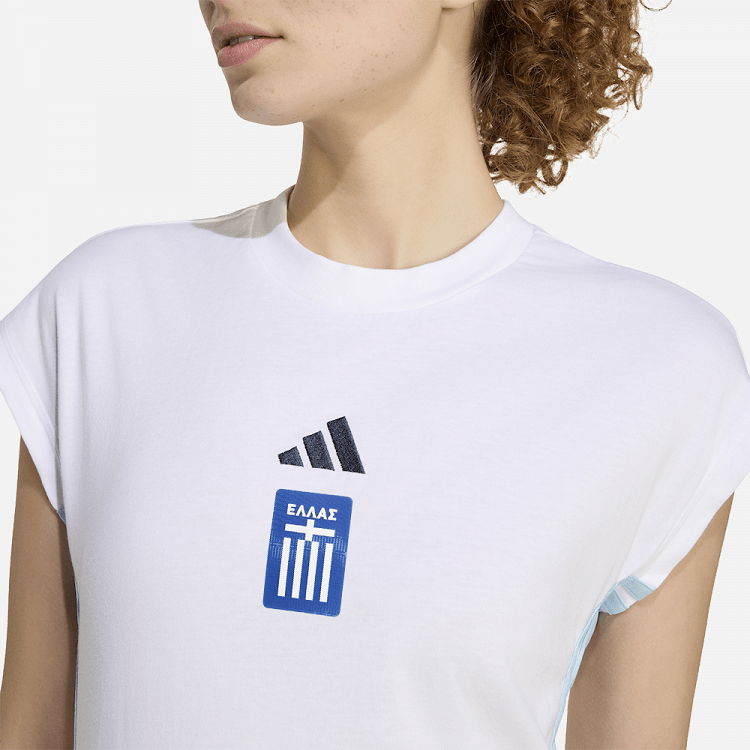 Γυναικείο T-shirt Essentials 3-Stripes Single Jersey ΕΛΛΑΣ 2026 Λευκό