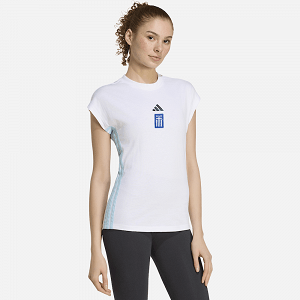 Γυναικείο T-shirt Essentials 3-Stripes Single Jersey ΕΛΛΑΣ 2026 Λευκό